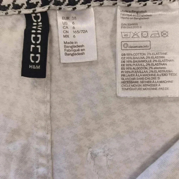 Divided H&M Jeans High Rise Black & White Checkered Pants Size 6 - Picture 9 of 9